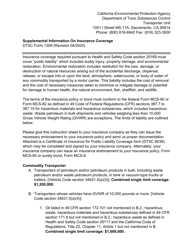Document preview: DTSC Form 1309 Supplemental Information on Insurance Coverage - California