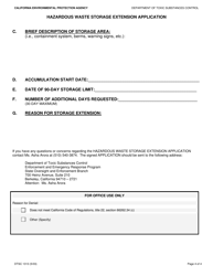 DTSC Form 1313 Hazardous Waste Storage Extension Application - California, Page 4
