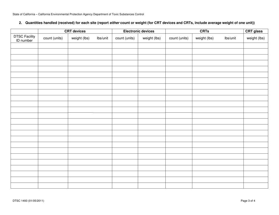 DTSC Form 1493 E-Waste Annual Report Form for Businesses With Many Collection Sites - California, Page 3