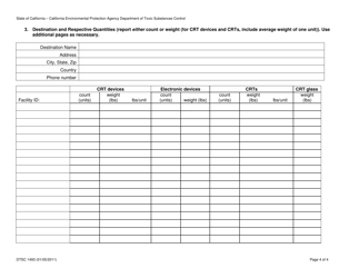 DTSC Form 1493 E-Waste Annual Report Form for Businesses With Many Collection Sites - California, Page 4