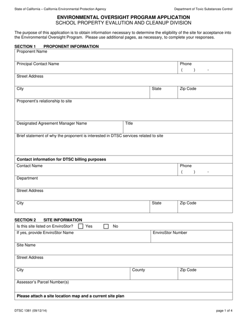 DTSC Form 1381  Printable Pdf