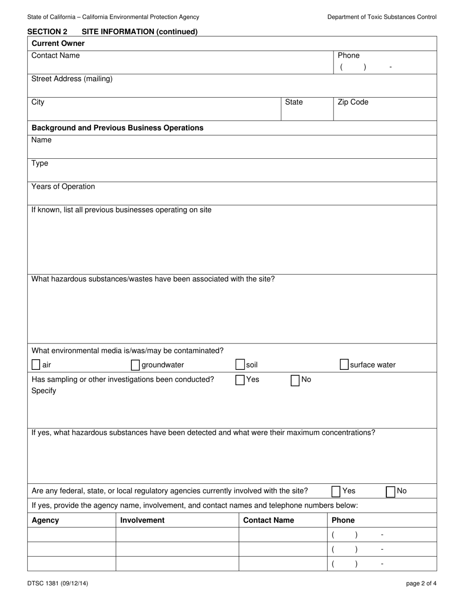 DTSC Form 1381 - Fill Out, Sign Online and Download Fillable PDF ...