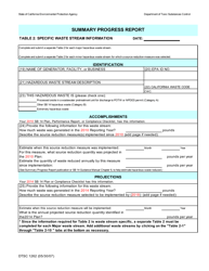DTSC Form 1262 Summary Progress Report - California, Page 2