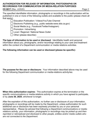 Form DS6017 Authorization for Release of Information, Photographs or Recordings for Communication or Media-Relation Purposes - California, Page 2