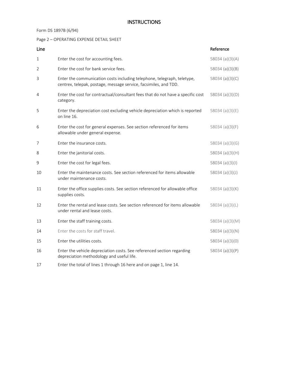 Form DS1897B In-home Respite Cost Statement - California, Page 6