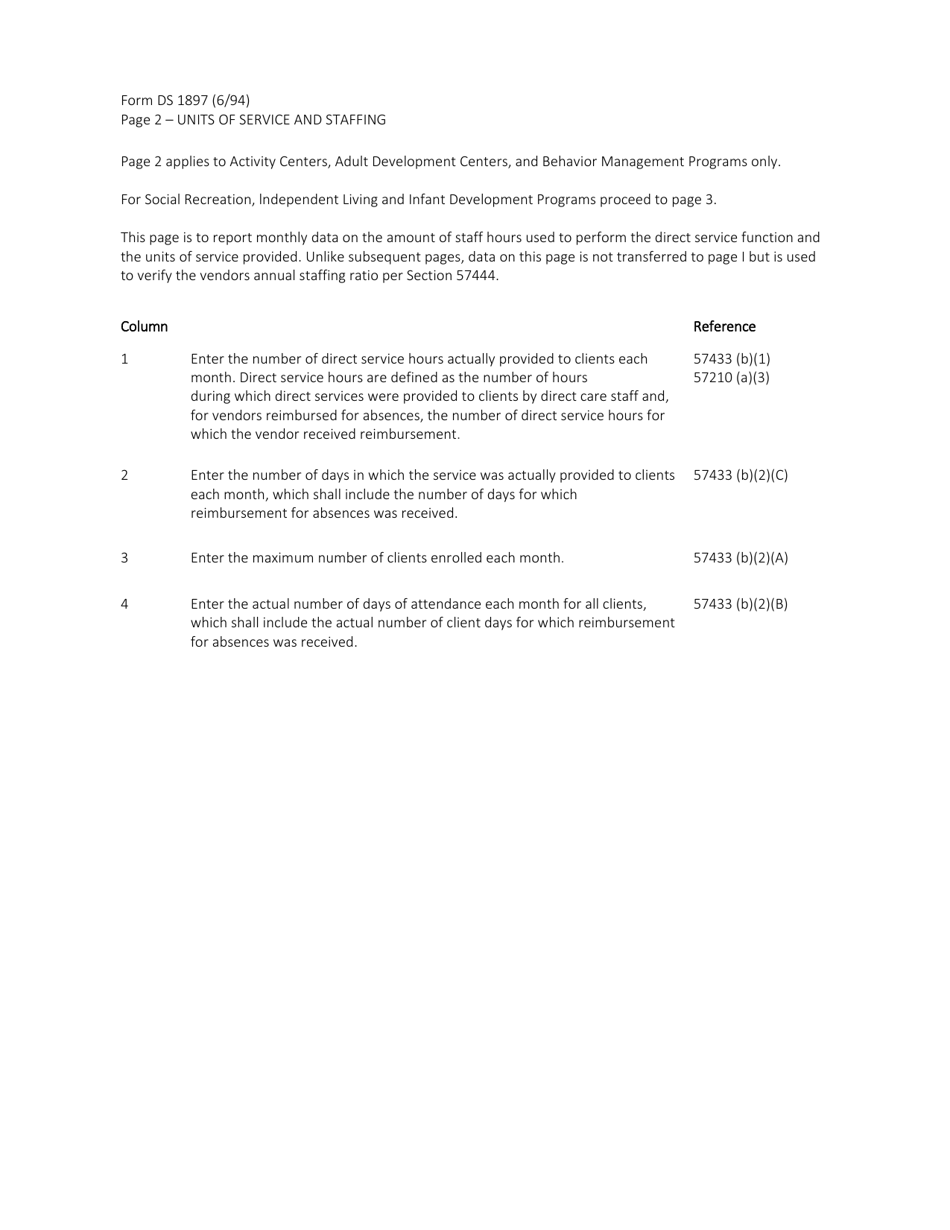 Form DS1897 Community-Based Day Program Cost Statement - California, Page 8