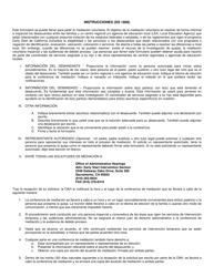 Formulario DS1808 Solicitud De Conferencia De Mediacion - California (Spanish), Page 2