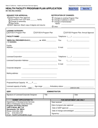 Form DS1852 &quot;Health Facility Program Plan Application&quot; - California