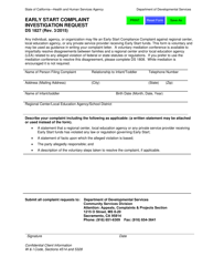 Document preview: Form DS1827 Early Start Complaint Investigation Request - California