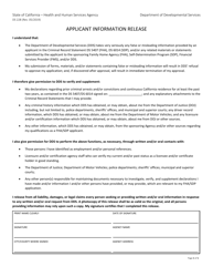 Form DS228 &quot;Applicant Information Release&quot; - California
