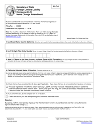 Form LLC-6 Foreign Limited Liability Company (LLC) Name Change Amendment - California, Page 2