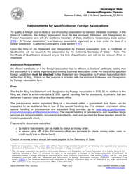 Form S&amp;DA Statement and Designation by Foreign Association - California, Page 2