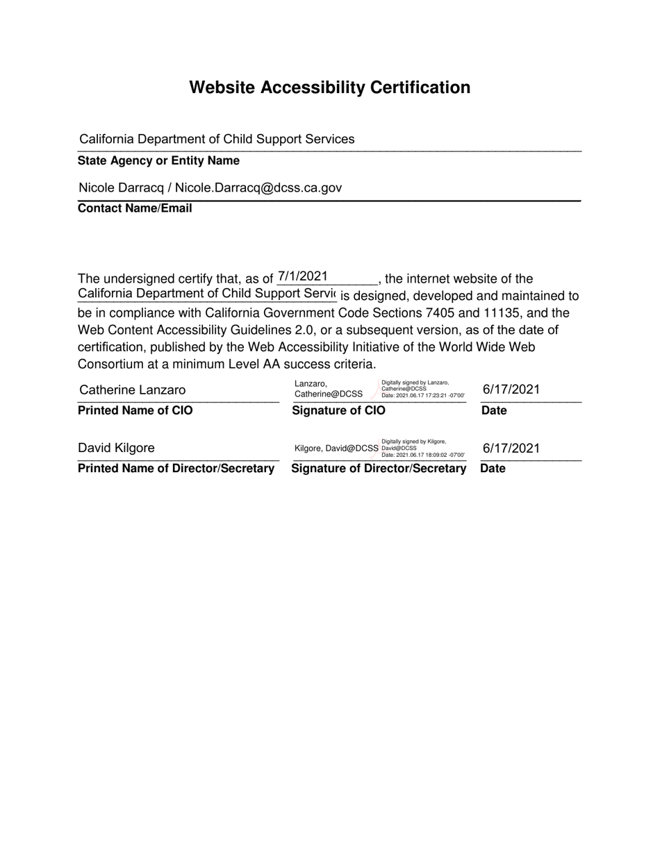 California Website Accessibility Certification Fill Out, Sign Online