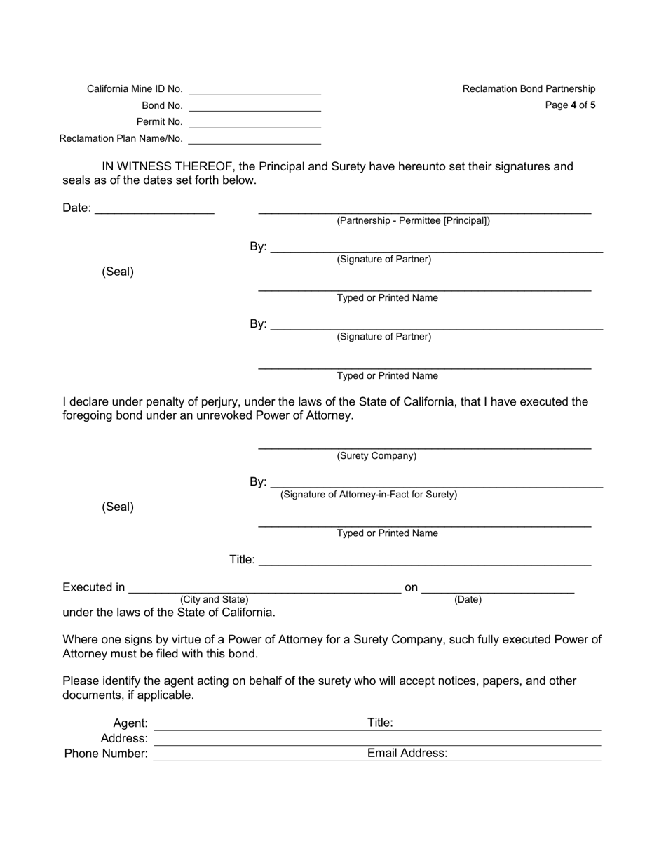 California Surety Bond (Partnership) - Fill Out, Sign Online and ...