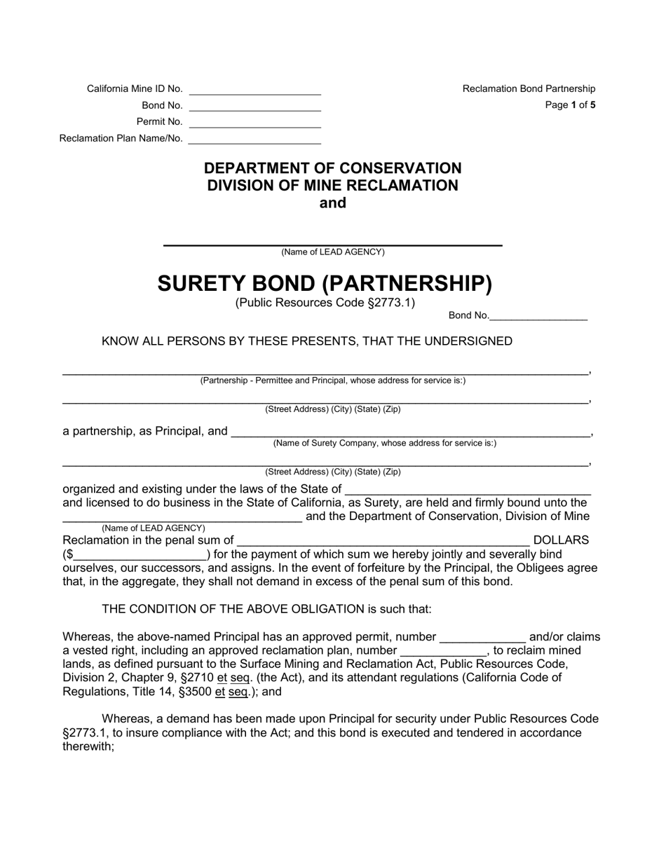 California Surety Bond (Partnership) Fill Out Sign Online and California Surety Bond (Partnership) Fill Out Sign Online and