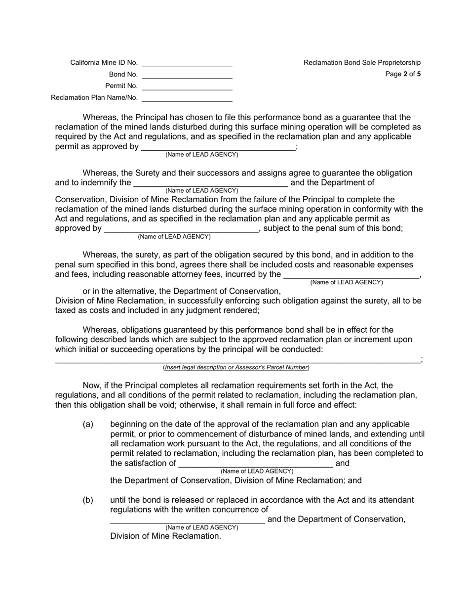 Surety Bond (Sole Proprietorship) - California, Page 2