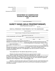 Document preview: Surety Bond (Sole Proprietorship) - California