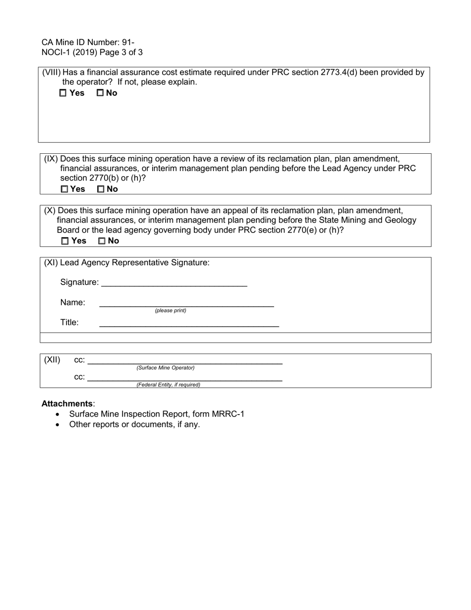 Form NOCI-1 Notice of Completion of Inspection - California, Page 3