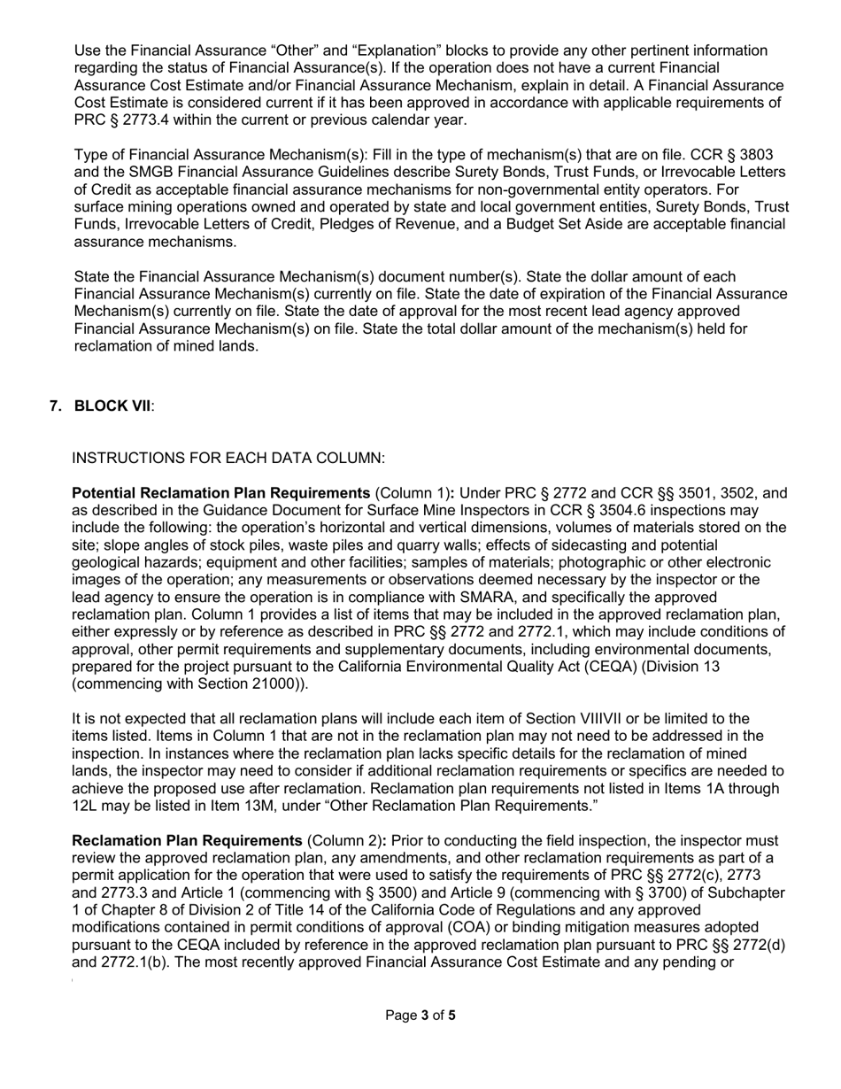 Form MRRC-1 Surface Mining Inspection Report - California, Page 9
