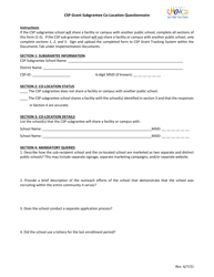 CSP Grant Subgrantee Co-location Questionnaire - Florida