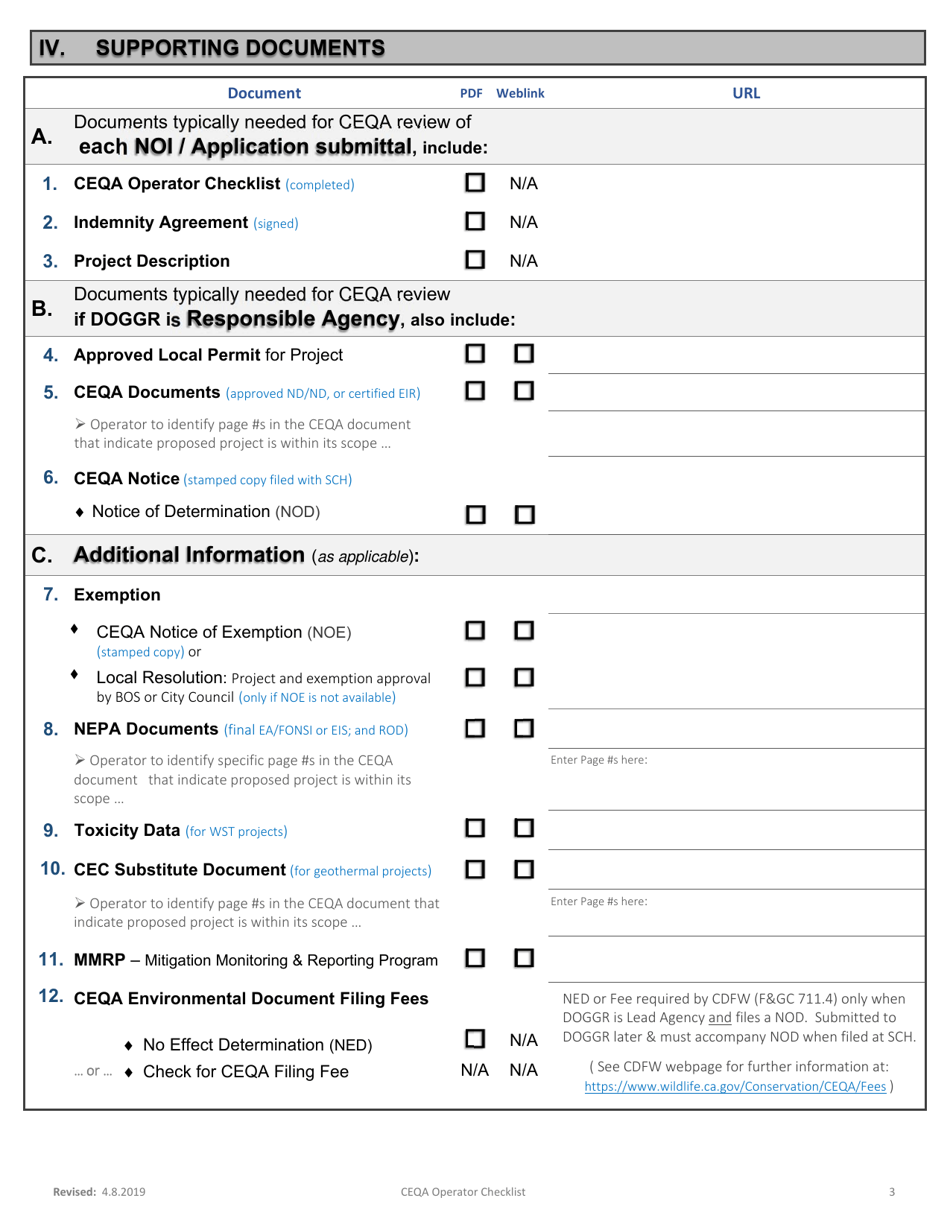 California Ceqa Operator Checklist Fill Out, Sign Online and Download