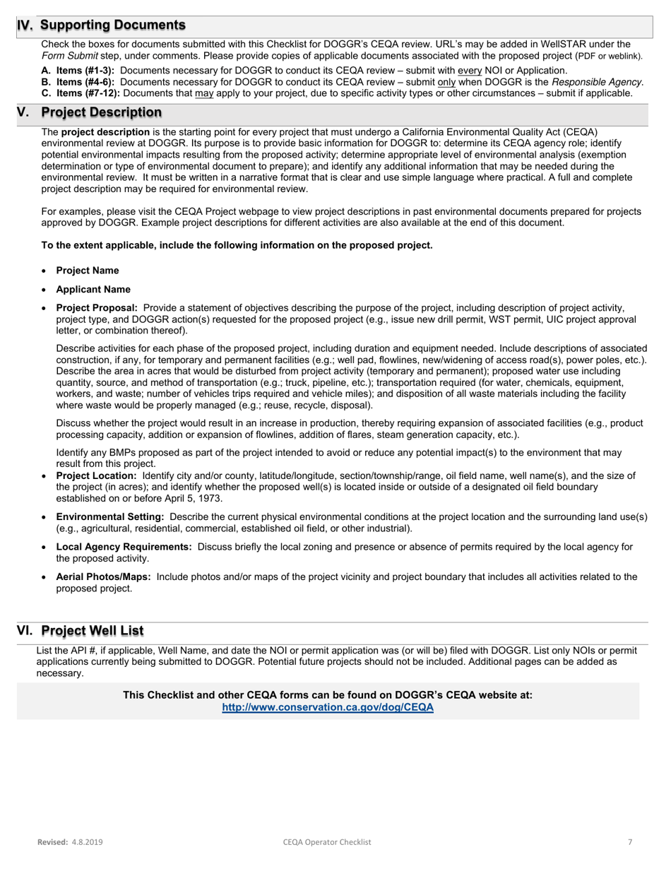 California Ceqa Operator Checklist Fill Out, Sign Online and Download