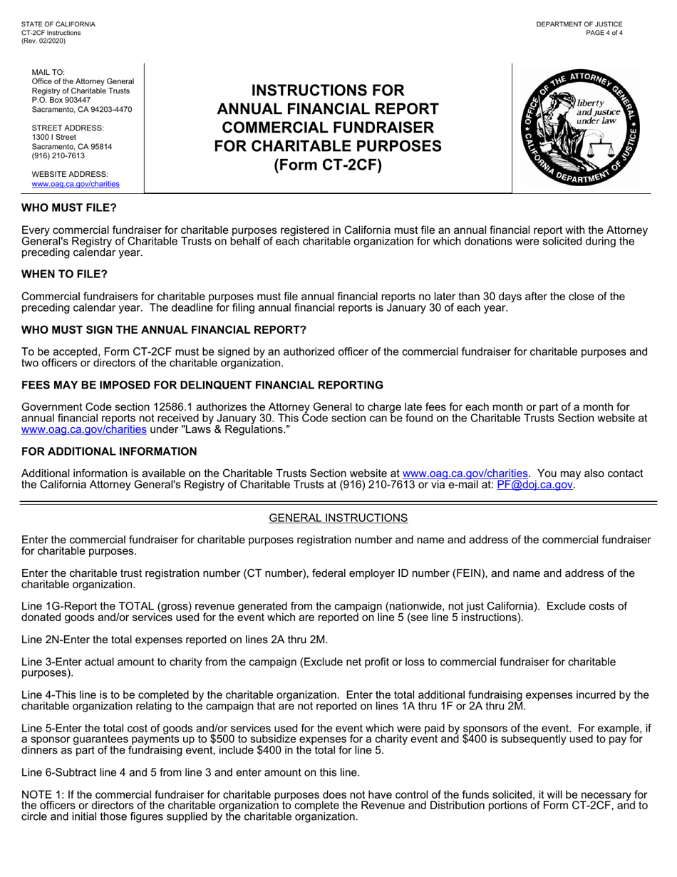 Form CT-2CF Annual Financial Report - Commercial Fundraiser for Charitable Purposes - California, Page 4