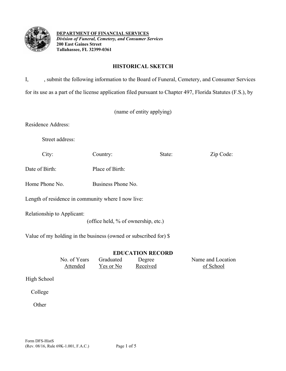 Form DFSHISTS Fill Out, Sign Online and Download Printable PDF