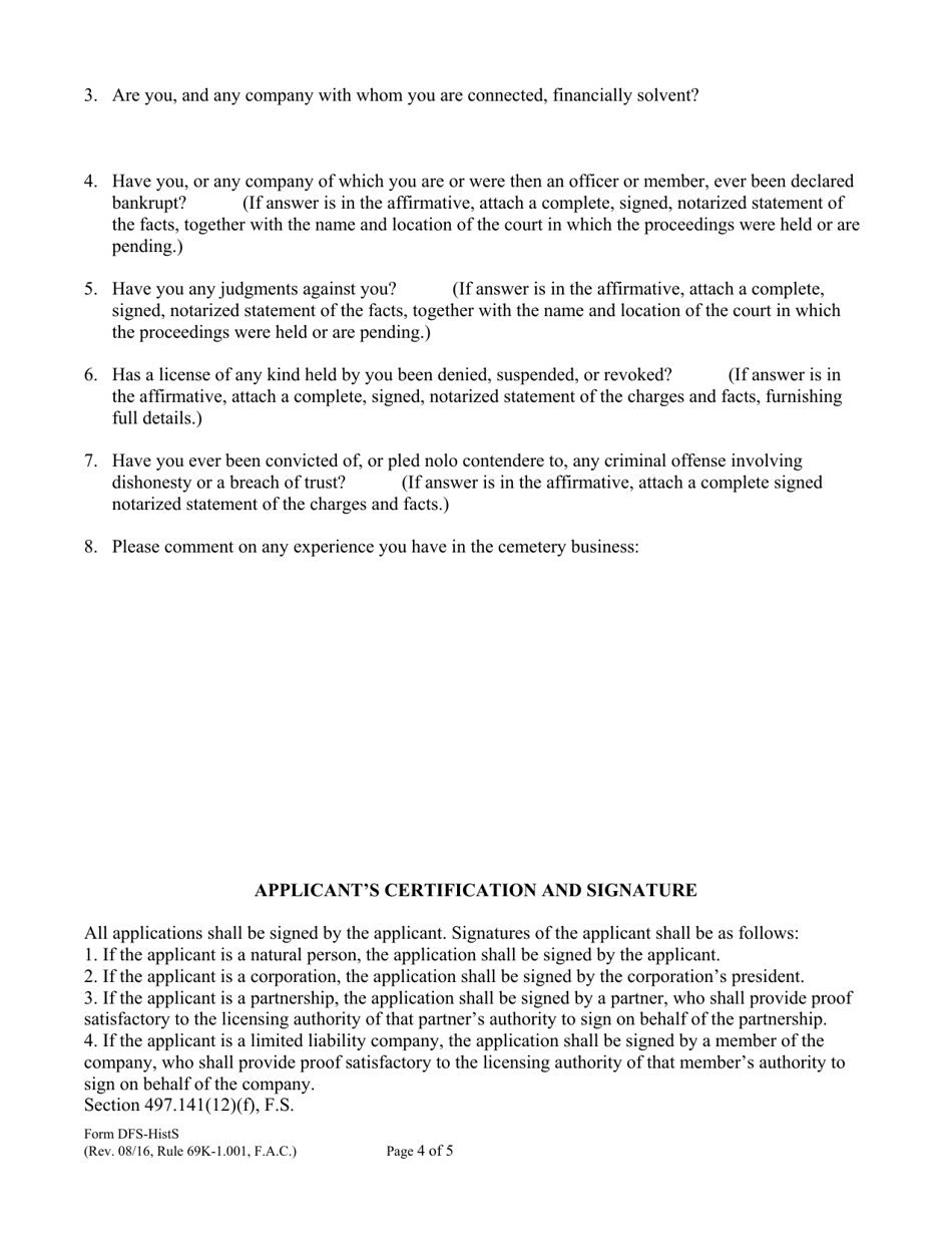 Form DFS-HISTS Historical Sketch - Florida, Page 4