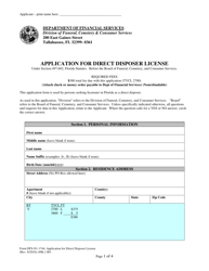Document preview: Form DFS-N1-1744 Application for Direct Disposer License - Florida