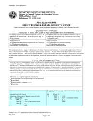 Document preview: Form DFS-N1-1757 Application for Direct Disposal Establishment License - Florida
