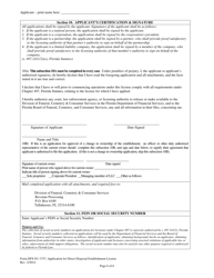 Form DFS-N1-1757 Application for Direct Disposal Establishment License - Florida, Page 6