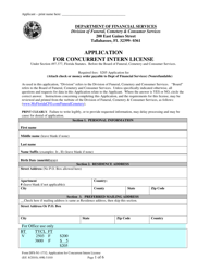 Form DFS-N1-1732 Application for Concurrent Intern License - Florida