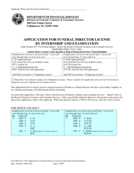 Form DFS-N1-1720 Application for Funeral Director License by Internship and Examination - Florida