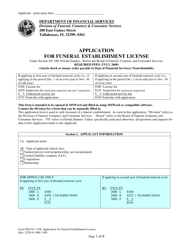 Document preview: Form DFS-N1-1748 Application for Funeral Establishment License - Florida
