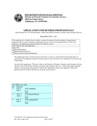 Document preview: Form DFS-N1-1746 Application for Retired Professionals - Florida