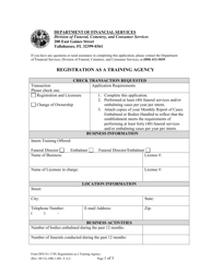 Document preview: Form DFS-N1-1749 Registration as a Training Agency - Florida