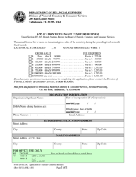 Document preview: Form DFS-CEM Application to Transact Cemetery Business - Florida