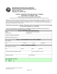 Document preview: Form DFS-N1-1703 Exempt Cemetery Renewal - Florida