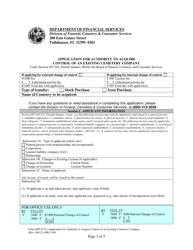 Form DFS-F-35 Application for Authority to Acquire Control of an Existing Cemetery Company - Florida