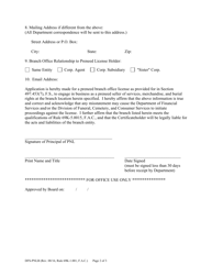 Form DFS-PNLB Application for Preneed Branch Office License - Florida, Page 2