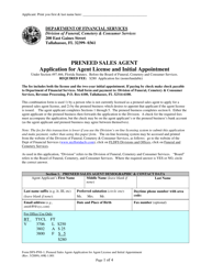 Form DFS-PNS-1 &quot;Application for Agent License and Initial Appointment - Preneed Sales Agent&quot; - Florida