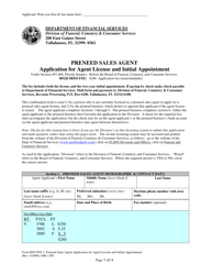 Form DFS-PNS-1 Application for Agent License and Initial Appointment - Preneed Sales Agent - Florida