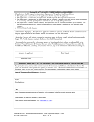 Form DFS-N1-1762 Monument Establishment Sales Agent Application for Agent License - Florida, Page 5