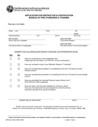 Document preview: Form DFS-K4-1453 Application for Instructor Iii Certification - Florida