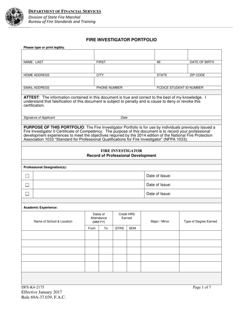 Form DFS-K4-2175  Printable Pdf