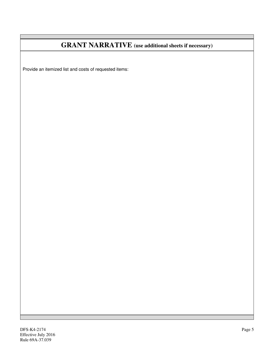 Form DFS-K4-2174 Application for Firefighter Assistance Grant Program - Florida, Page 5