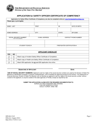 Document preview: Form DFS-K4-2142 Application for Safety Officer Certificate of Competency - Florida