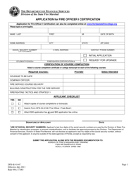Document preview: Form DFS-K4-1447 Application for Fire Officer I Certification - Florida