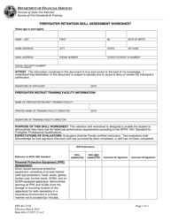 Form DFS-K4-2128 Firefighter Retention Skill Assessment Worksheet - Florida